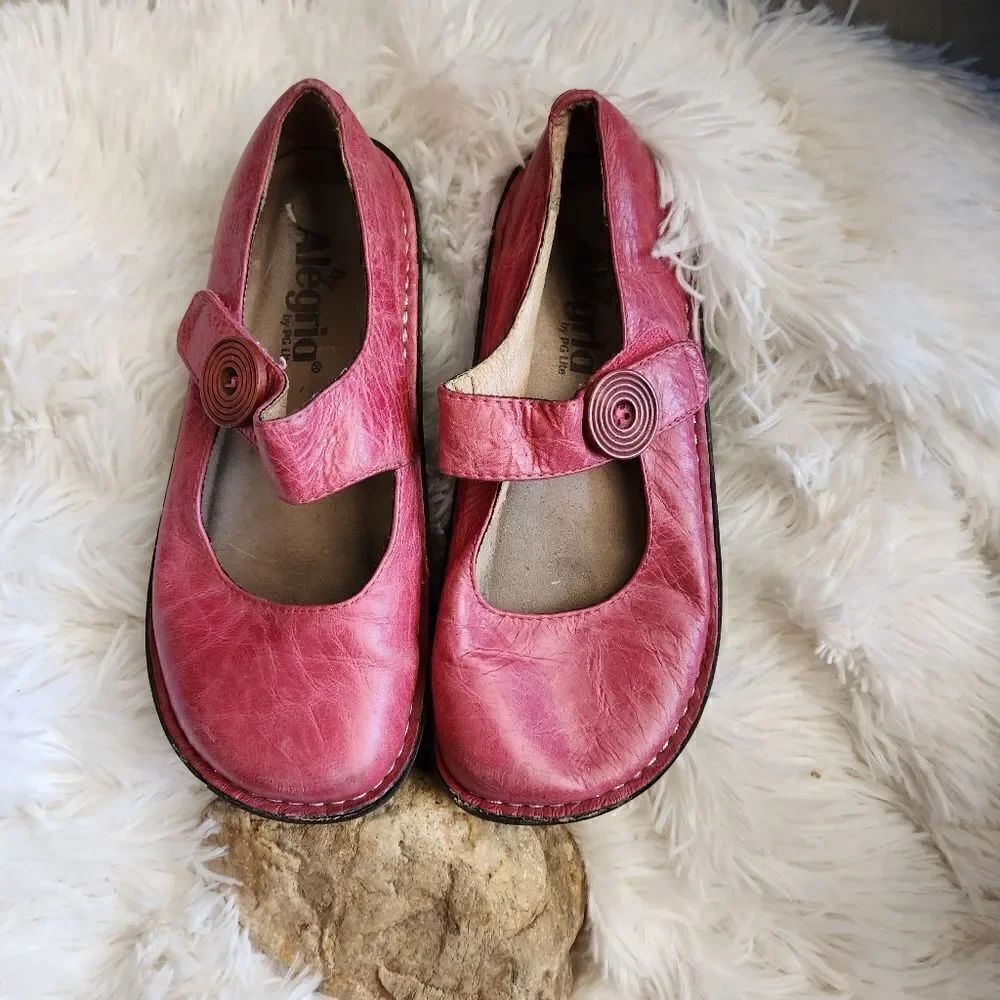 Alegria red leather mary jane style shoes